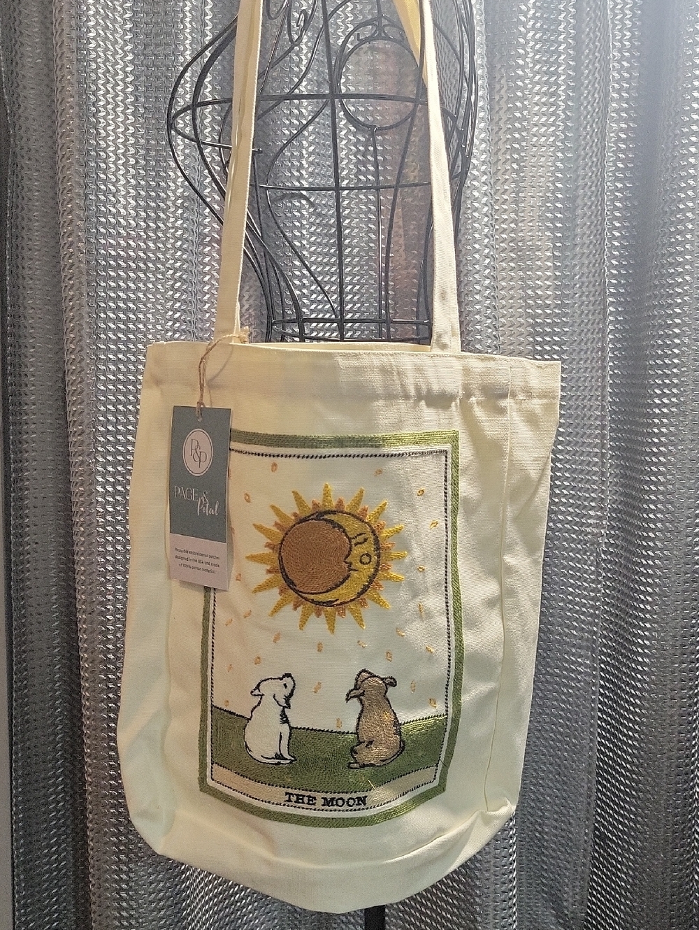 PAGE+PEN The Moon Canvas Dog Tote Bag in Cream